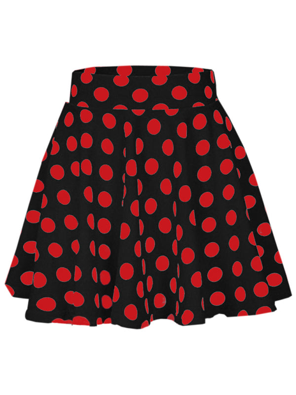 Women's Casual Printed Polka Dot Swing Skirt