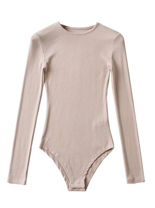Women's new long-sleeved small neckline stretch Slim long-sleeved bottoming jumpsuit