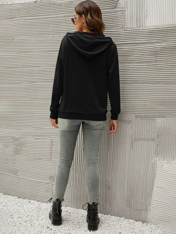 Women’s Solid Color Button Up Cozy Drawstring Hood