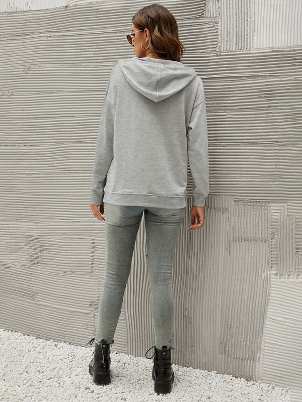 Women’s Solid Color Button Up Cozy Drawstring Hood