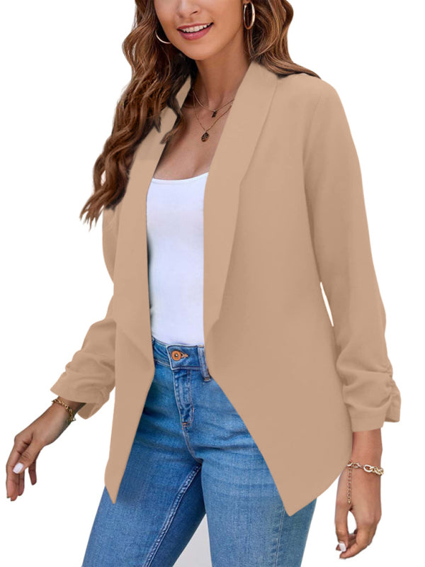 Women’s Solid Color Open Front Crop Blazer