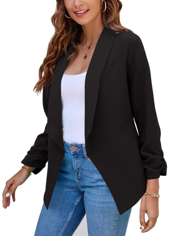 Women’s Solid Color Open Front Crop Blazer
