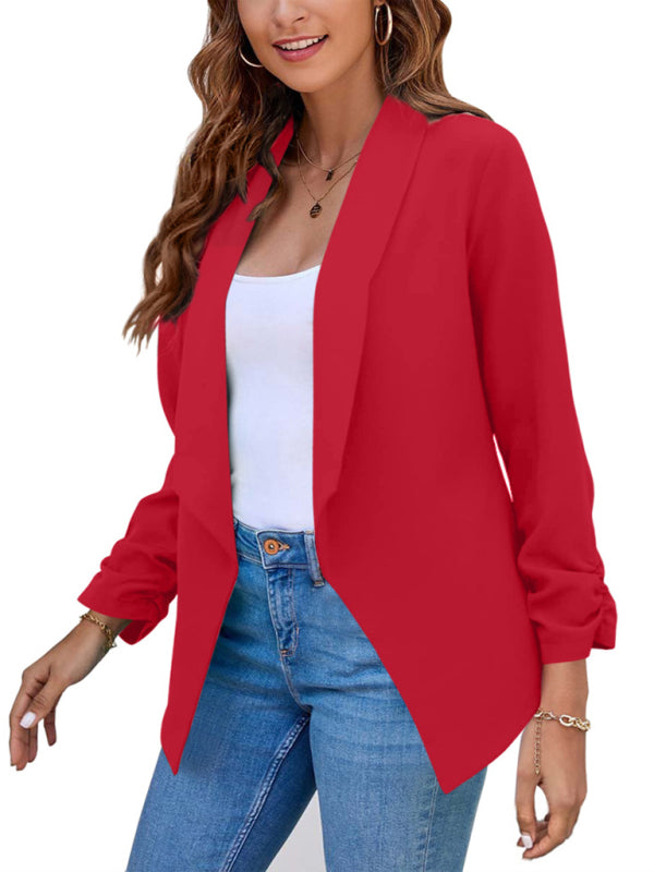 Women’s Solid Color Open Front Crop Blazer