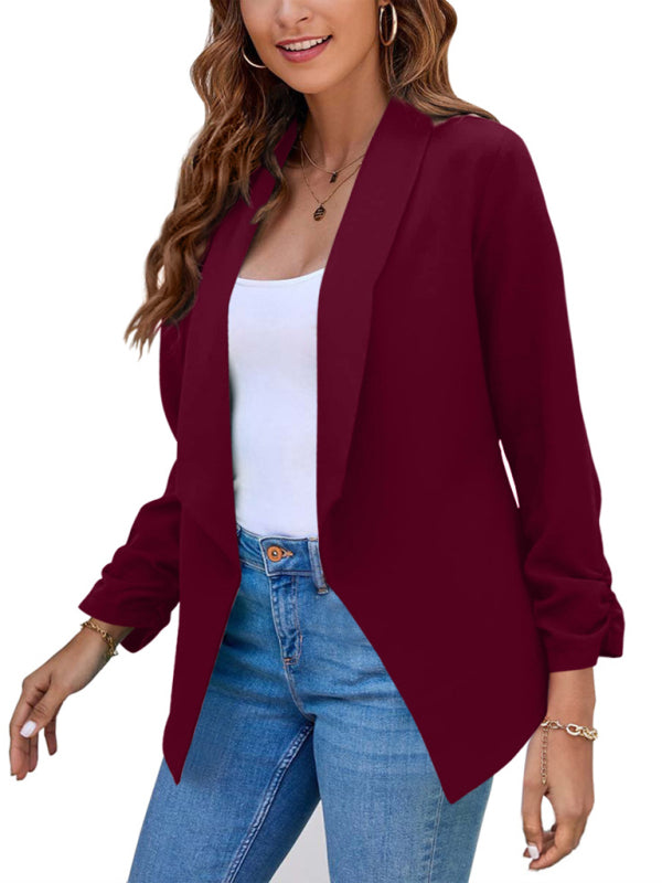 Women’s Solid Color Open Front Crop Blazer