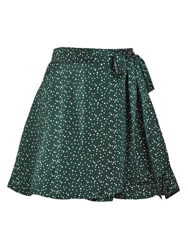 Women's Solid Color Satin Wrap Mini Skirt