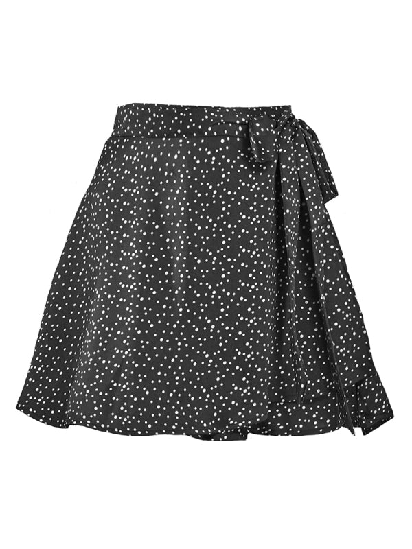 Women's Solid Color Satin Wrap Mini Skirt