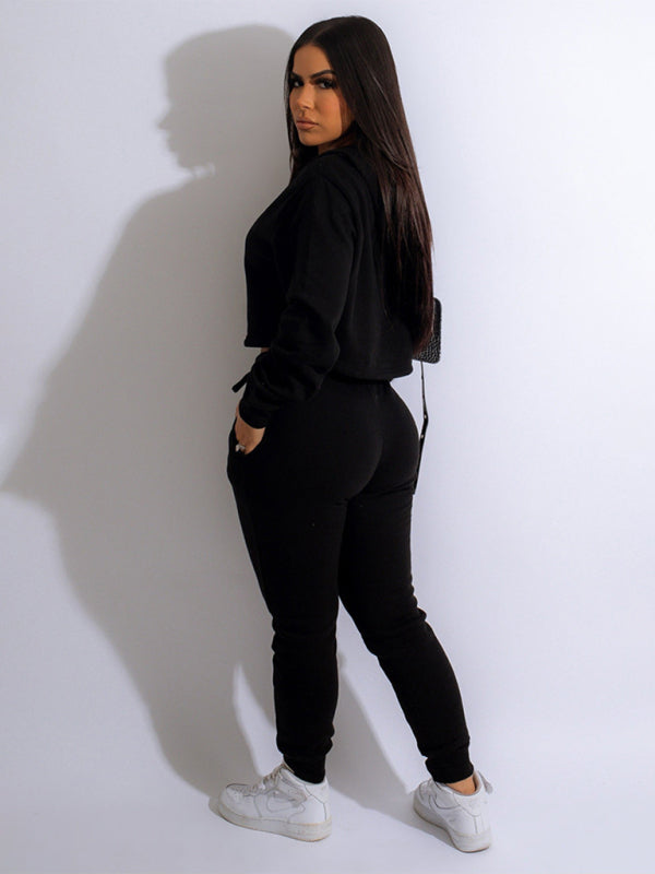 Women's Solid Color Power Blend Matching Sweatshirt And Sweatpants