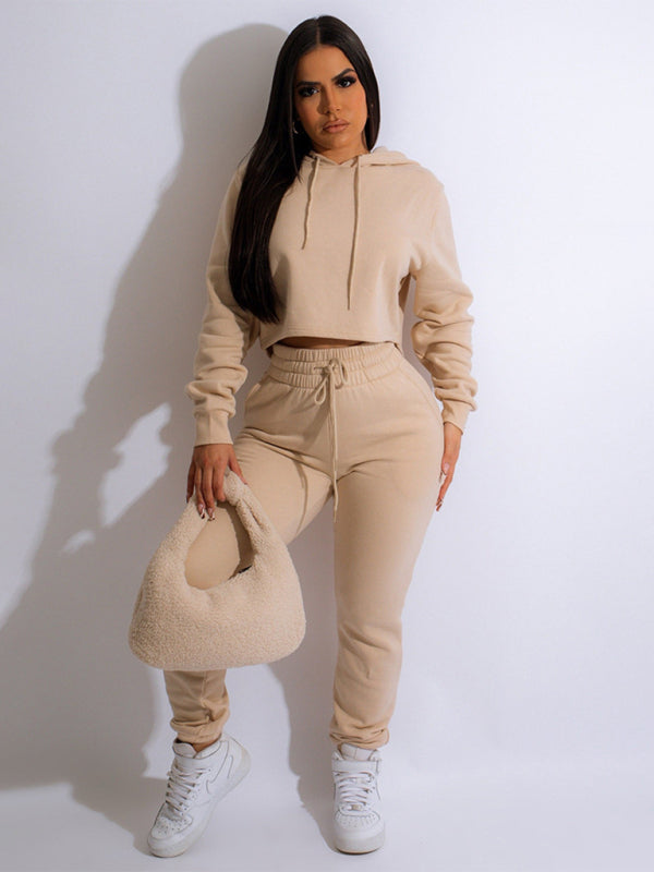 Women's Solid Color Power Blend Matching Sweatshirt And Sweatpants