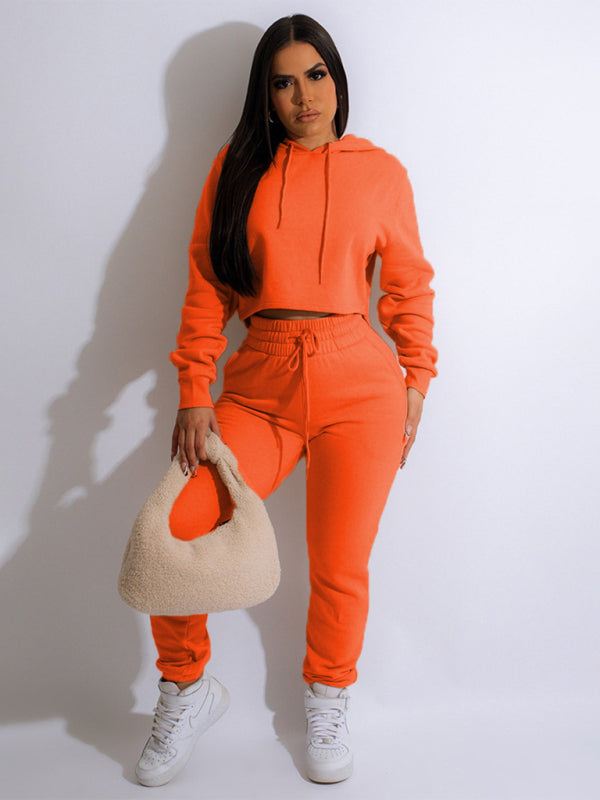 Women's Solid Color Power Blend Matching Sweatshirt And Sweatpants