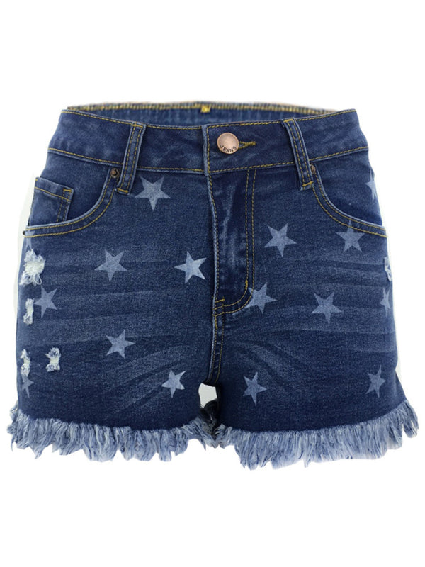 Women's All Over Star Print Denim Shorts