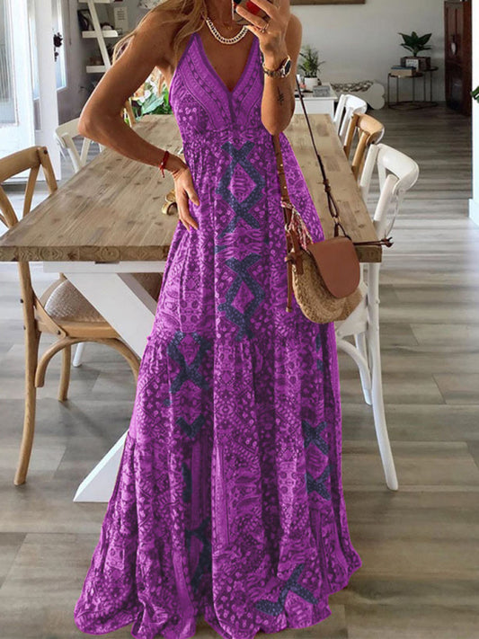 Women's Sexy Slip Skirt Bohemian Print Dress