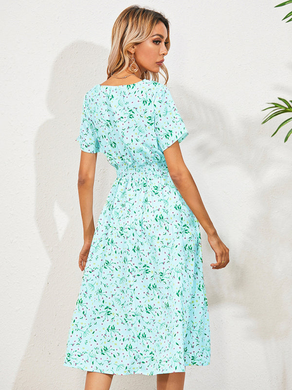 Women's V-neck Floral Print Faux-wrap Dress