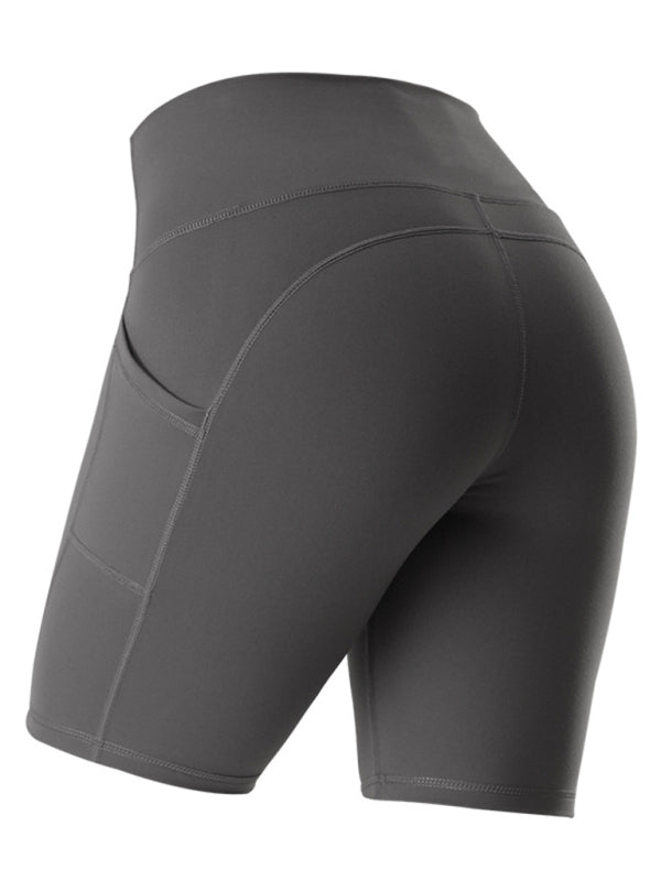 Women's Solid Color Power High Waist Pocket Bike Shorts