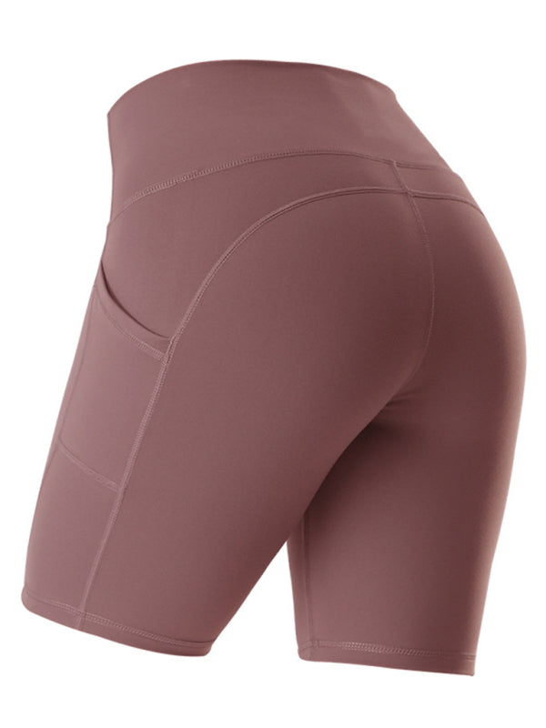 Women's Solid Color Power High Waist Pocket Bike Shorts