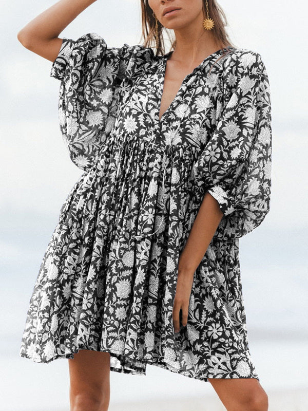 Women's Floral Puff Sleeve Dress
