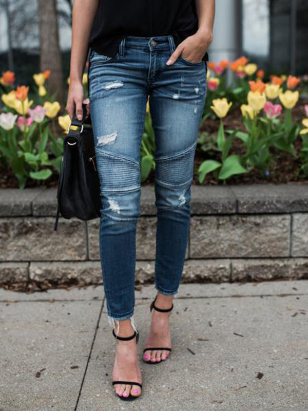 Women's Biker V2 Ripped Moto Skinny Jeans