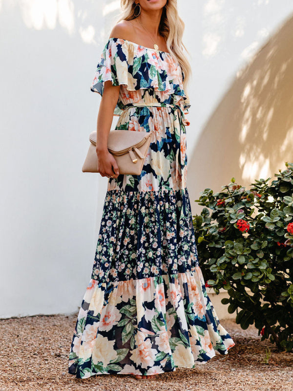 Women's Embroidered Floral Off-the-shoulder Maxi Dress