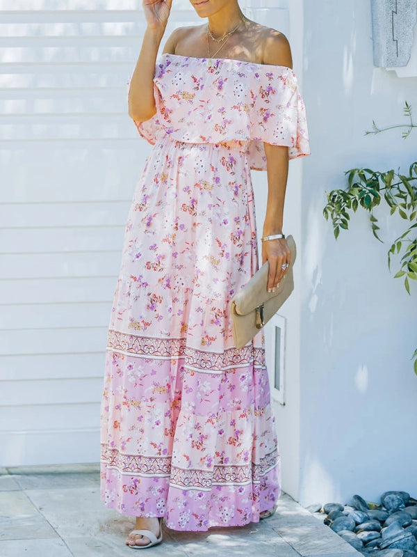 Women's Embroidered Floral Off-the-shoulder Maxi Dress