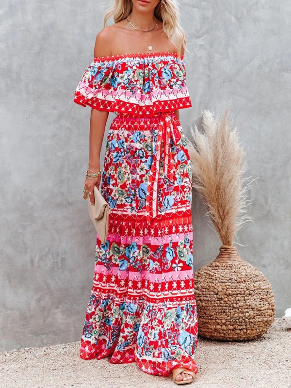 Women's Embroidered Floral Off-the-shoulder Maxi Dress