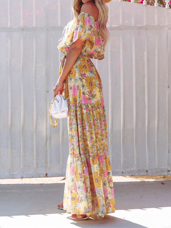 Women's Embroidered Floral Off-the-shoulder Maxi Dress