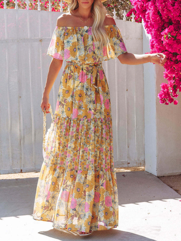 Women's Embroidered Floral Off-the-shoulder Maxi Dress