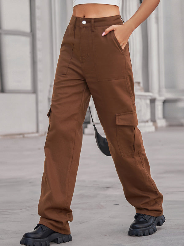 Women's Solid Color Cotton Twill Cargo Pants