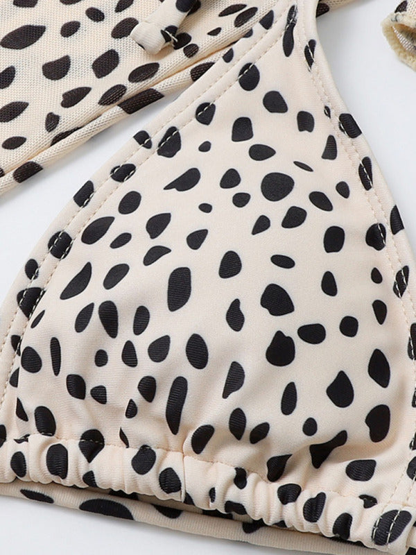 Women's Polka Dot Print Three Piece Bikini Sets