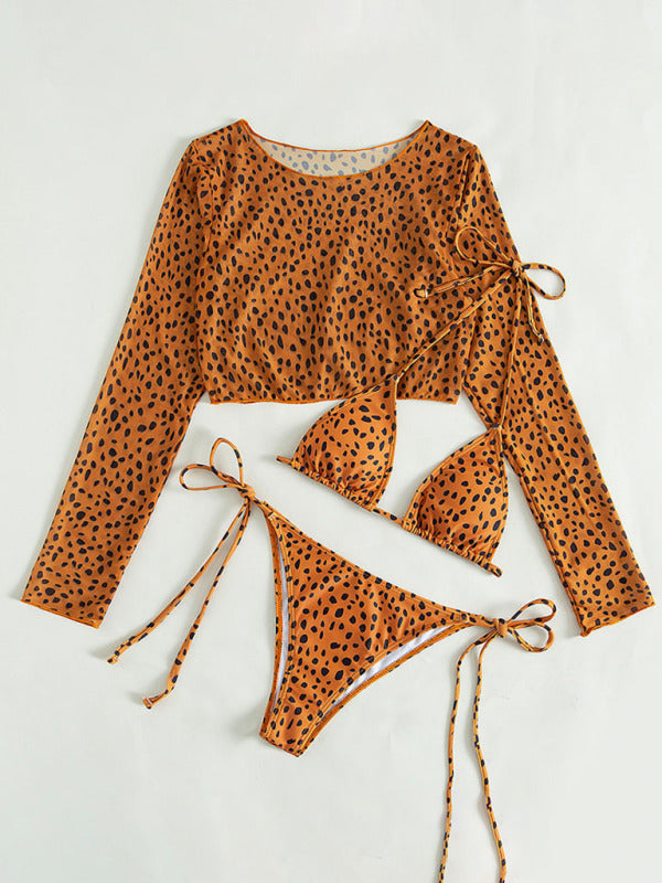 Women's Polka Dot Print Three Piece Bikini Sets