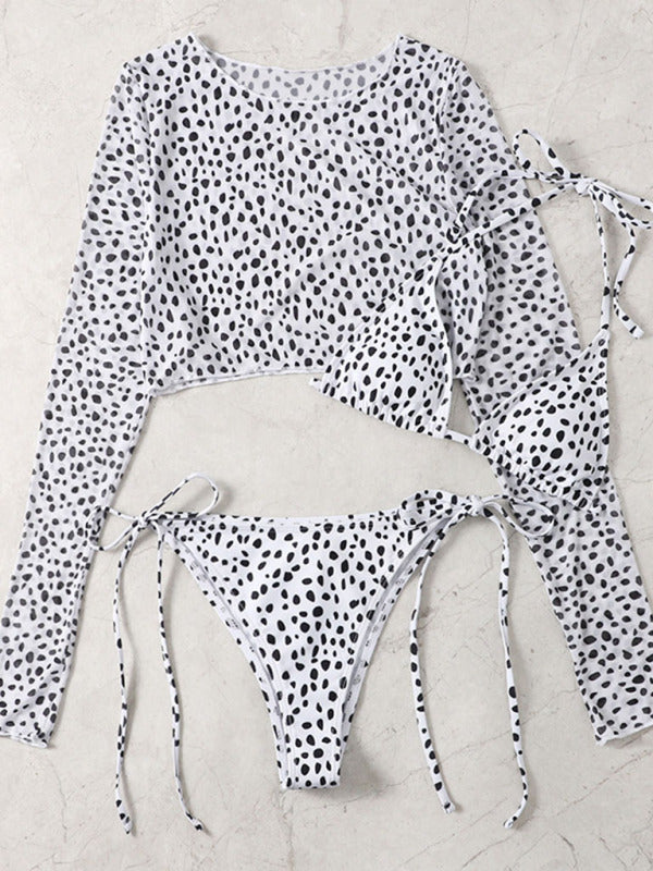Women's Polka Dot Print Three Piece Bikini Sets