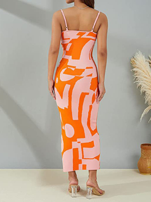 Women's Printed Body-Con Midi Dress