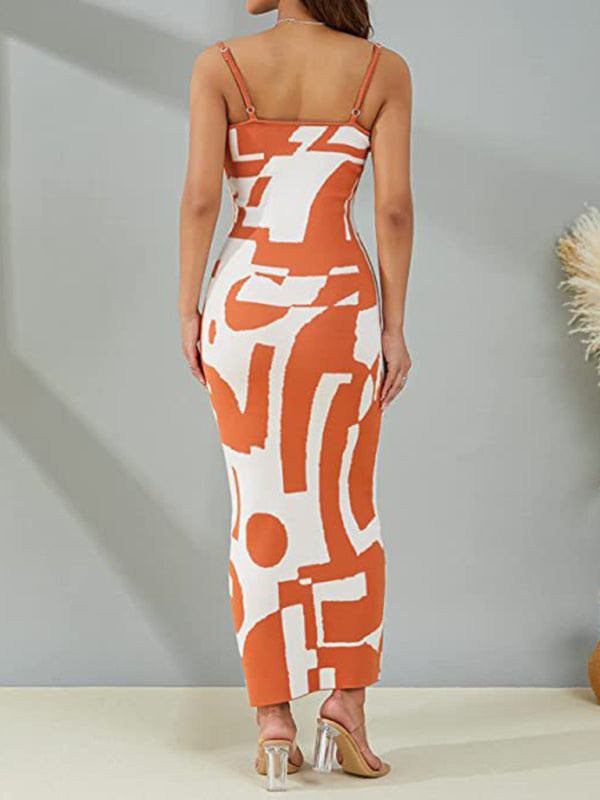 Women's Printed Body-Con Midi Dress