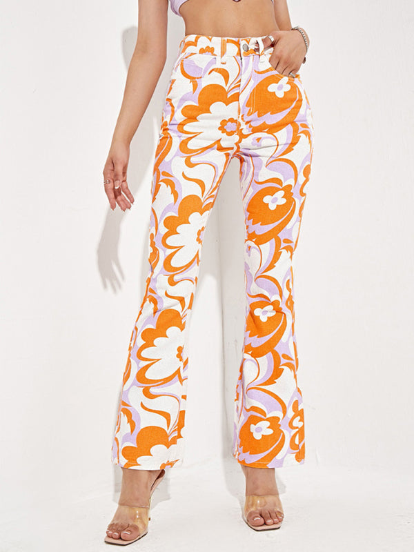 Women's Casual Fashion Trend Abstract Irregular Print Jeans