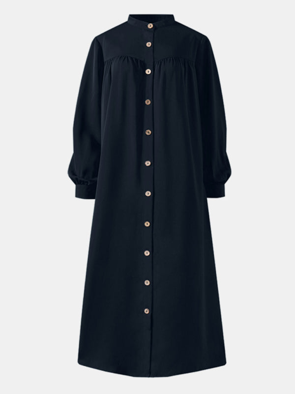 Cardigan Long Sleeve Stand Collar Swing Dress