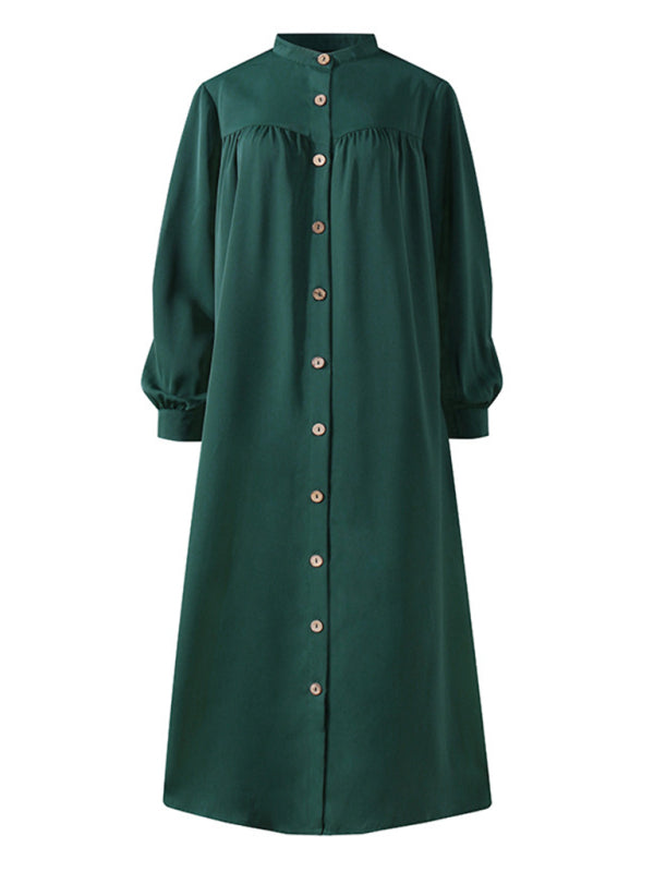 Cardigan Long Sleeve Stand Collar Swing Dress