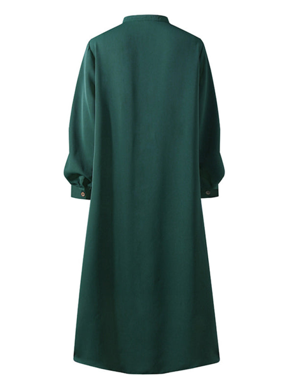 Cardigan Long Sleeve Stand Collar Swing Dress