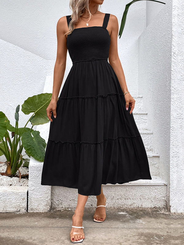 New fashion solid color strapless sleeveless dress